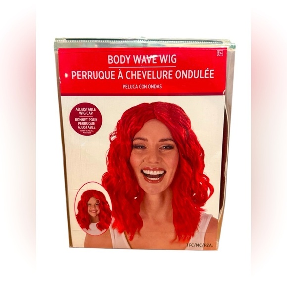 Body Wave Wig Curls Red Fancy Dress Up Halloween Adult Costume Accessory - Picture 2 of 3